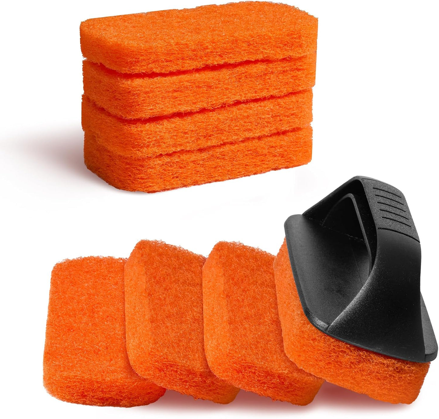 Grill Brick for Cleaning Flat Top, Heavy Duty Grill Stone Griddle Brick | Pumice Grill Cleaning Brick with Handle & Scraper, Griddle Cleaner for Removing Stubborn Grease, Rust (5 PCS)