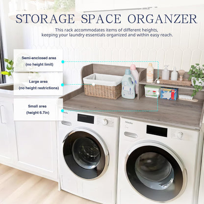 DTK Washer Dryer Wood Countertop with Shelf, Laundry Topper with Non-Slip Mat,27.55" Depth x 54" Width Dryer Covers for The Top with Edge Rails, Black