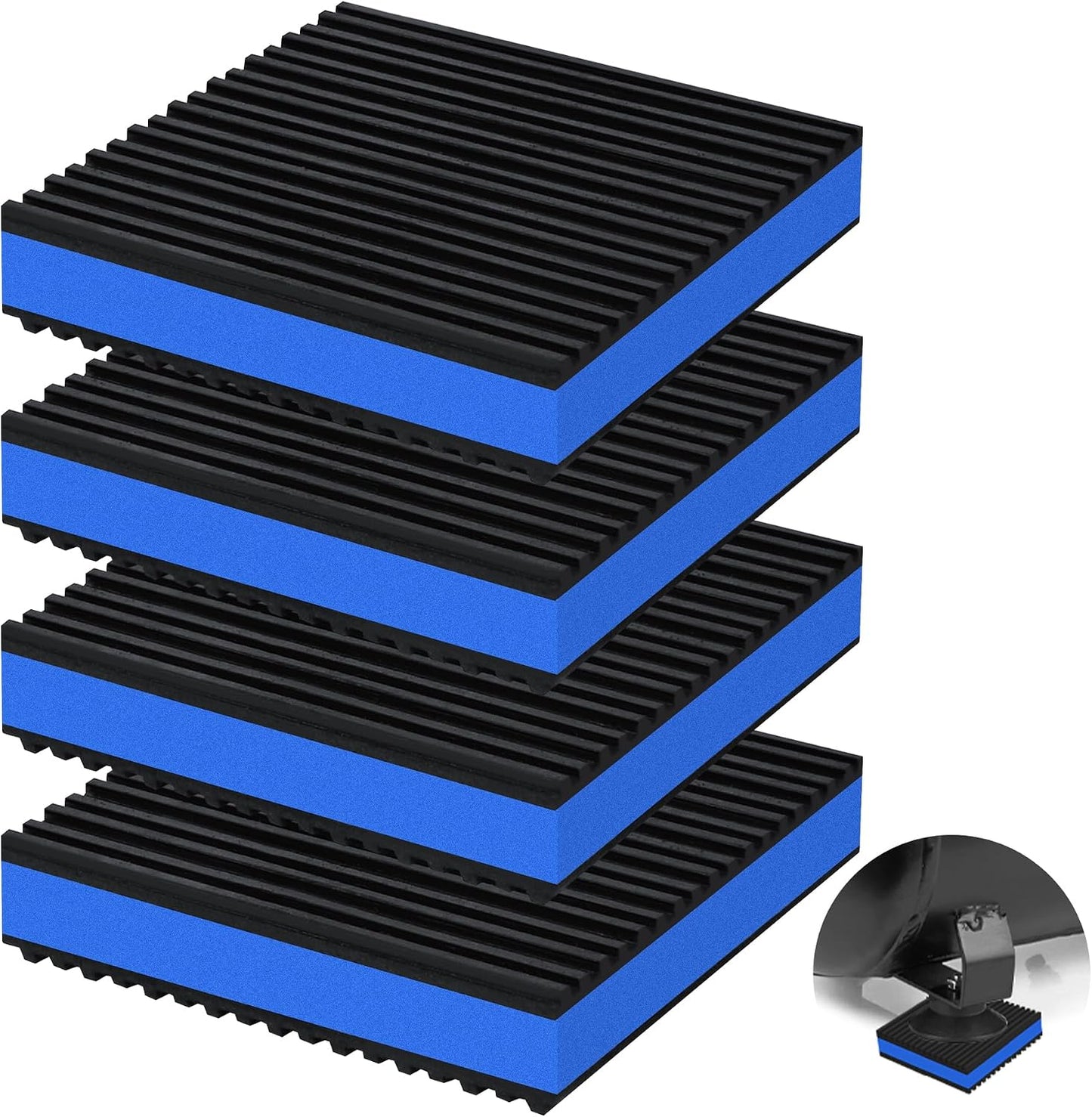 4 Pack Anti Vibration Pads for Washing Machine 4"x4"x7/8", Sound Isolation Vibrating Pad Ribbed Rubber Damping Mat EVA Center for Air Compressors, Conditioner, Treadmill, HVAC Washer Dryer