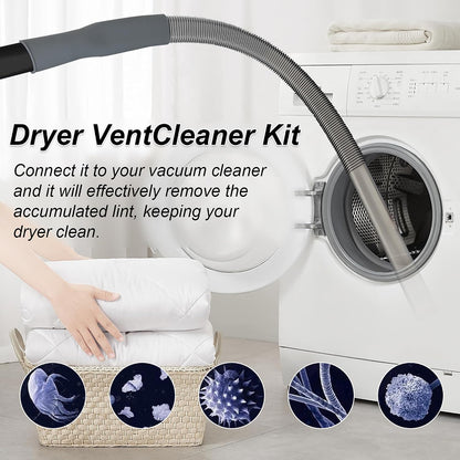Dryer Vent Cleaner Universal Vacuum Hose Attachment | Universal Connector, Slim Hose, Lint Removal, Tight Spaces, Dryer Vent Furniture Crevices