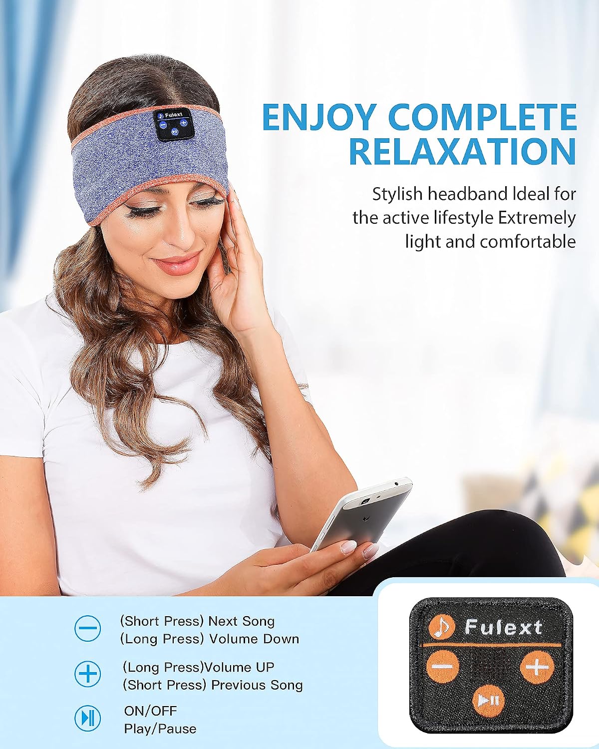 Sleep Headphones Headband, Bluetooth 5.4 Sleeping Headphones for Side Sleepers, Wireless Headband Headphones with Ultra-Thin Stereo Speakers for Sports, Workout, Travel, Meditation