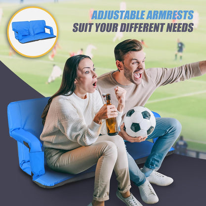 20.5"/25" Wide Stadium Seat for Bleachers w/Back Support Padded Cushion Portable Reclining Bleacher Seats Camping Stadium Chair Waterproof