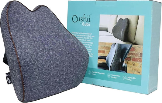 Cubii Cushii V2 Back Support Cushion for Back and Lower Back Pain Relief Universal Fit for Desk, Office, Kitchen Chairs, Couch Cushions with Advanced Lumbar Support
