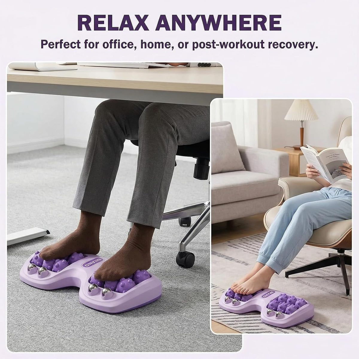 Dual Foot Massage Roller for Plantar Fasciitis Relief Purple