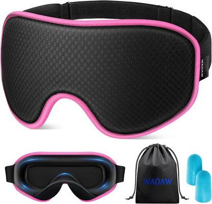 WAOAW Sleep Mask for Men Women: Blackout Eye Masks for Sleep - 3D Breathable Soft Comfortable Eye Mask for Travel - Adjustable Light Blocking Night Masks for Sleeping