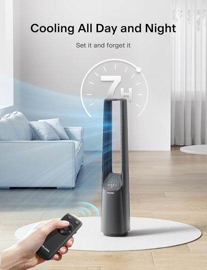 PELONIS 40" 90° Oscillation Bladeless Fan for Bedroom with Remote, White | Bladeless Cooling Tower Fan with 6 Speeds, 4 Modes, 26 ft/s, Brushless DC Motor, Quiet 22dB, 7-Hr Timer for Home, Office Use