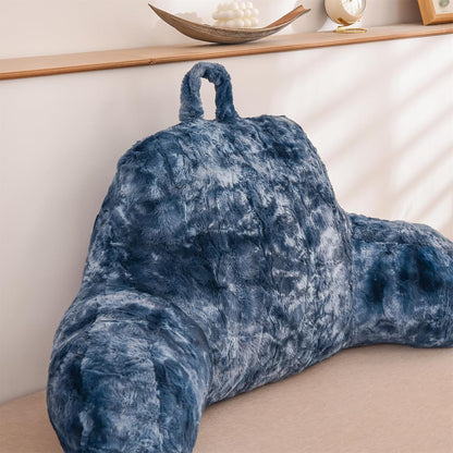 A Nice Night Ivory Reading Pillow, 18.5" Bed Wedge Pillows with Arms | Back Support For Sitting,Faux Fur Backrest Pillow For Adult Children, Supports Reading,Gaming & Relaxing in Bed,Couch,Floor