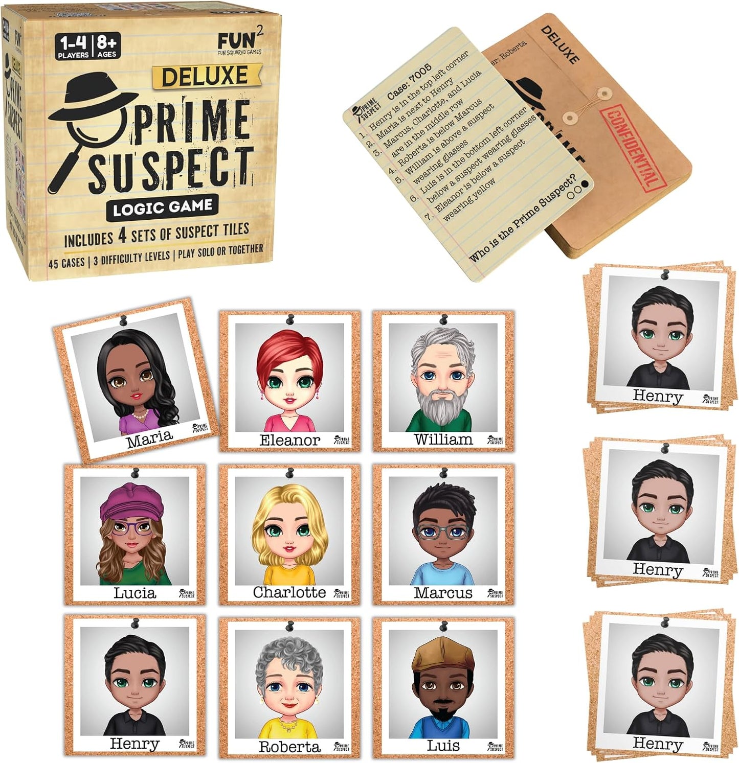 Prime Suspect Logic Game with 45 Case Cards | Single Player or Group Play | Ages 8+ | Compact Brain Teaser Game | Detective Game (Prime Suspect: Original)