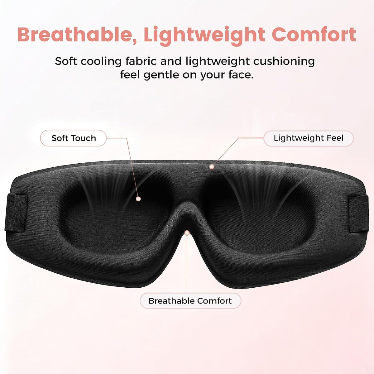 Sleep Mask for Women Men: 100% Blackout 3D Eye Mask for Sleeping, Sleeping Mask for Side Sleepers, Zero Pressure Memory Foam Eyelash Friendly Breathable Eye Cover, Airplane Travel Essentials-Pink