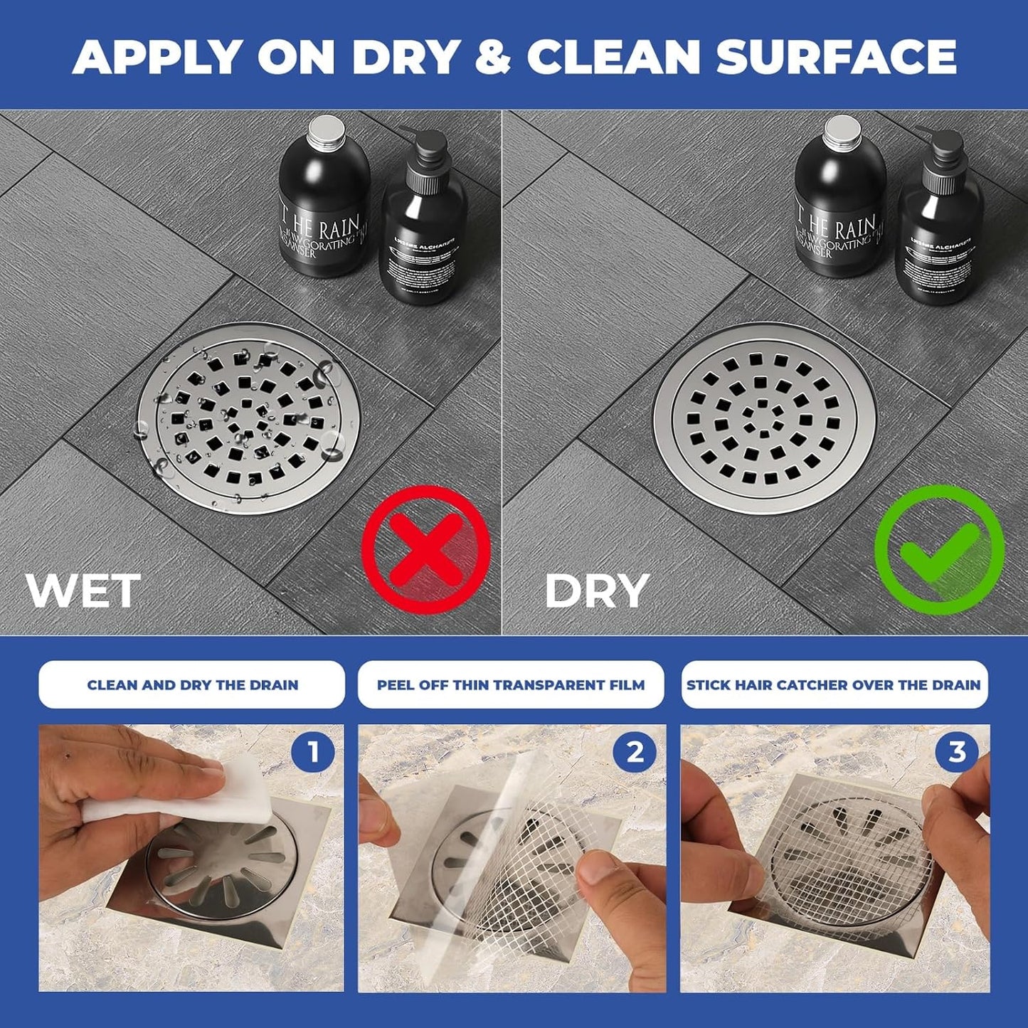 35 Pack Hair Catcher Shower Drain Disposable Mesh Stickers (Round)