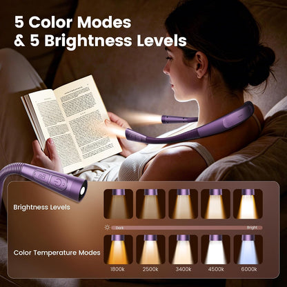 Glocusent Upgraded Neck Light,100Hrs Slimmer Reading Light for Books in Bed