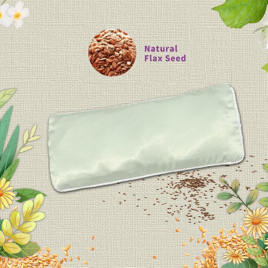 Flexseed Eye Pillow, Hot or Cold Weighted Satin Eye Mask, Microwaveable Moist Heat Eye Compress, Unscented Washable, Perfect for Sleeping, Yoga, Migraine Relief, Pack of 2(Flexseed)