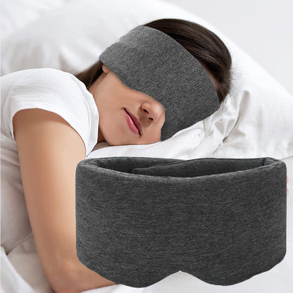 Sleep Mask for Men Women,100% Cotton Sleep Eye Mask with Fully Adjustable Strap, 100% Light Blocking Eye Mask for Sleeping, 0 Pressure Eye Covers for Travel Yoga Nap (Gray)