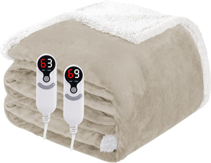 Soypipo Electric Heated Throw Blanket 50"x60", Faux Fur Plush with 4 Heat Settings & 2/4/8/10H Auto Shut-Off, Overheat Protection, Machine Washable, for Office & Chair, Dark Grey