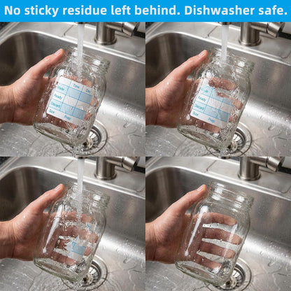 L LIKED 250 Pcs Made/Ready/Discard Dissolvable Labels 2"x2" Blue | BPA-free, microwave & dishwasher safe. -40~150°F. Includes dispenser box. For preparation, pantry, restaurant & meal prep