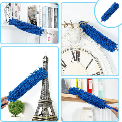 ZZ LAZYCOTTAGE 10 PCS Microfiber Feather Duster Kit, Dusters for Cleaning with Extension Pole, Retractable Bendable, Gap Dust Brush Blind Duster, for Cleaning Ceiling Fan, High Ceilings, Cars