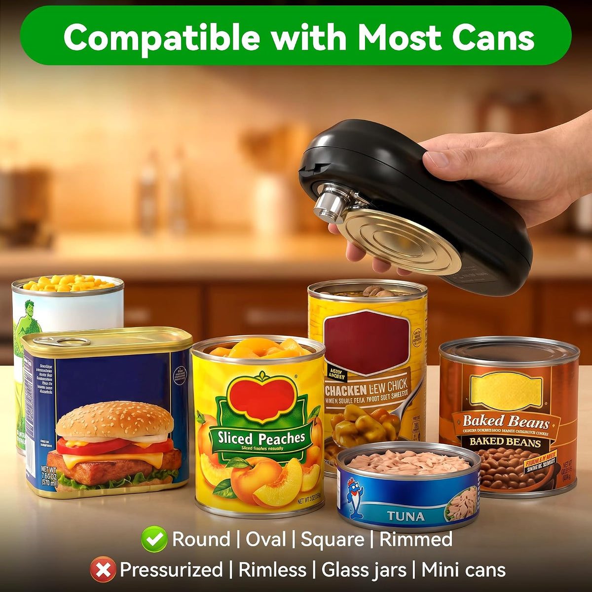 Electric Can Opener, Automatic Smooth Edge for Kitchen Seniors