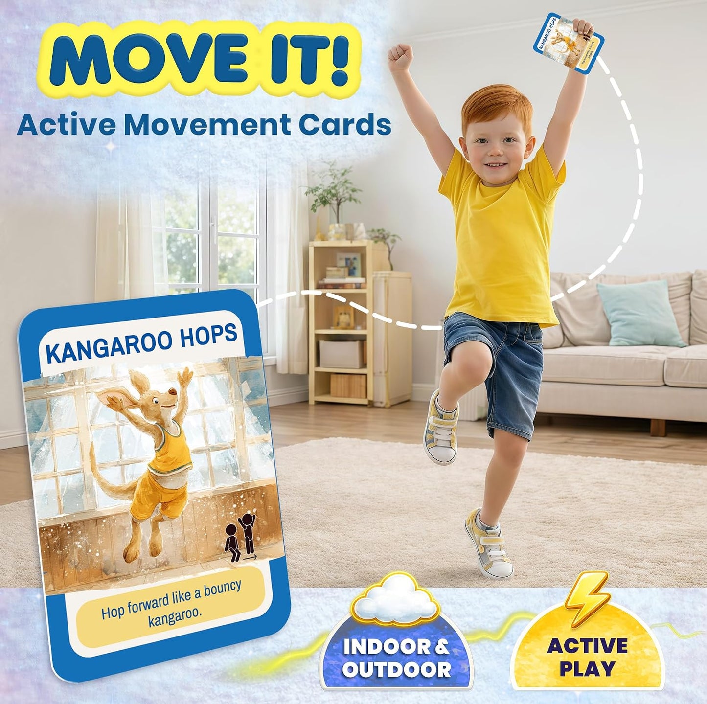 Active Movement Game for Kids Ages 4–8 - Educational Card Game | Animal-Themed Card Set with 50 Movement Tasks for Indoor and Outdoor Brain Breaks, Home and Classroom Activities