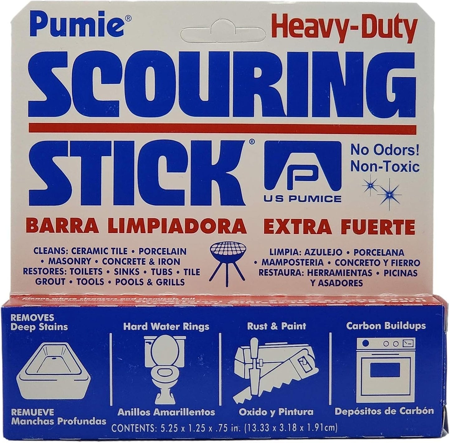 PUMIE Scouring Stick 2 Pack, Toilet Bowl Ring Remover, Heavy Duty Extra Strong Pumice Cleaning Bar, Pumice Stone for Cleaning Toilet Rings, Bathroom & Kitchen Stains by USPumice