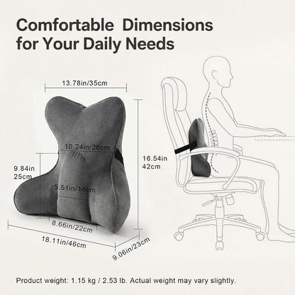 Back Pillow for Couch and Recliner, Lumbar Support Pillow for Sofa Sitting, Back Support Cushion for Office Chair, Ergonomic Back Cushion for Sitting Comfort, Slate Blue