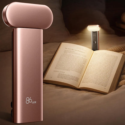 86lux Book Light, Rechargeable Reading Light for Book in Bed | 3 Color Modes & Stepless Dimming, Aluminum Alloy LED Bookmark Light for Book Lovers, Technology Black