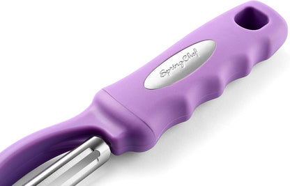 Spring Chef Swivel Potato Peeler for Kitchen w/ Soft Grip Handle, Mango | Premium Vegetable Peeler w/ Sharp Stainless Steel Blades, Multifunctional Food Peeler for Apple, Carrot, Cucumber, Fruit
