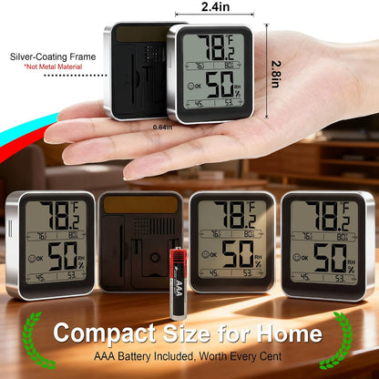 Indoor Thermometer Hygrometer, Max Min Records, w/Battery | Real-time comfort indicator, 5s refresh, Easy To View, Magnetic/Stand, °F/°C switch for home, office, nursery, greenhouse