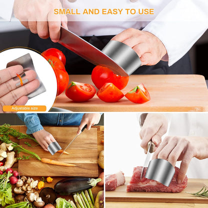 Niupiour Finger Guards for Cutting Food, Kitchen Tool Finger Shield | Steel Finger Protector for Slicing, Dicing and Chopping Vegetables, Protect from Knife Cutting, Knife Guard Saver, 4 Pack
