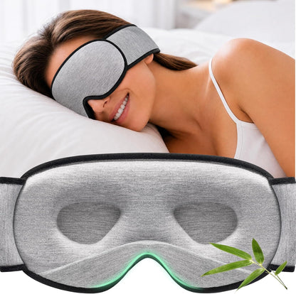 YFONG Sleep Mask for Side Sleepers Women Men, Soft & Breathable Bamboo Viscose Eye Mask for Sleeping, 100% Blackout 3D Eye Cover, Wider Adjustable Hook & Loop Straps for Ultra Comfort, Light Gray