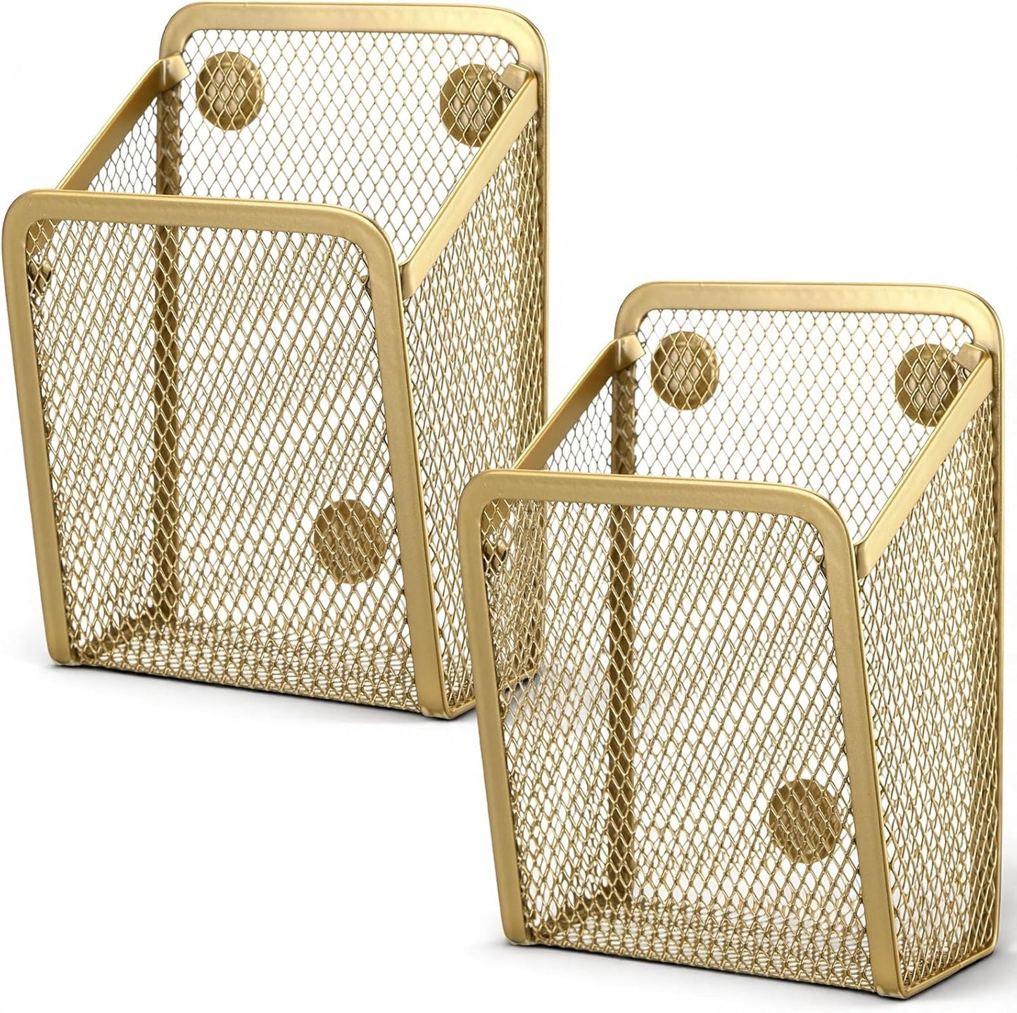 Fuutreo 2 Pack Magnetic Pencil Holder for Locker Refrigerator, Gold