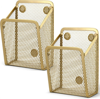 Fuutreo 2 Pack Magnetic Pencil Holder for Locker Refrigerator, Gold
