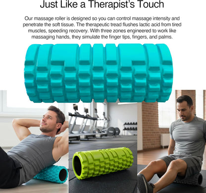 5-in-1 Massage Set, Complete Mobility Kit for Workout Recovery | Deep Tissue Roller for Legs, Spikey Foot Ball, Hamstring Stretch Strap, Quad Roller Stick, Carry Bag