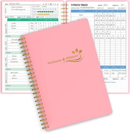 Wellness Planner & Fitness Log - Daily Diet & Health Journal with Weight Loss, Wellness Journal Notebook for Tracking Fitness, Sleep, Nutrition, Meal, Habits, A5(5.8 x 8.6 inch) (Green)