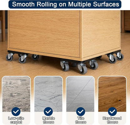 Urvoix Furniture Movers with Wheels, Furniture Dolly Set 4 Pack, 3000LBS | 3mm Thick, 4.7Inch, Heavy Duty Furniture Dolly 4 Wheel with Lifter Tool for Moving Sofa, Bed, Refrigerator, Washer, Cabinet