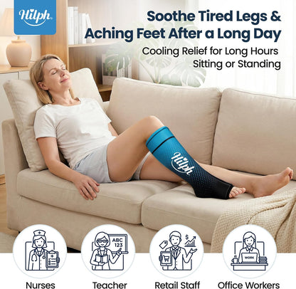 Hilph Full Calf Ankle Ice Pack Wrap, Extended Leg to Foot Ice Sleeve