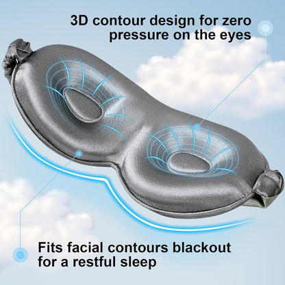 Silk Eye mask for Sleeping 3D Anti Wrinkle Skin Friendly Black Out Black