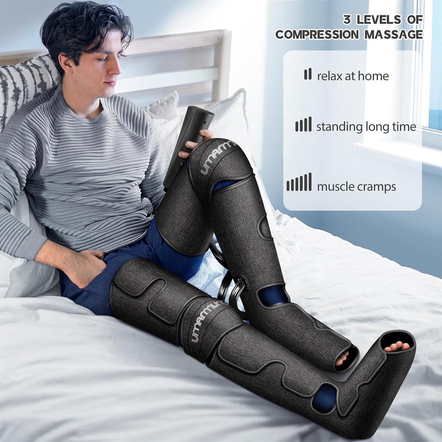 UMARMUNG Air Compression Leg Massager with Heat, Gifts for Men, Dad, Husband, Women, Mom, Wife, Her, Presents for Christmas, Mothers Day, Birthday, Valentine's Day, Works for Foot, Calf, Knee, Thighs