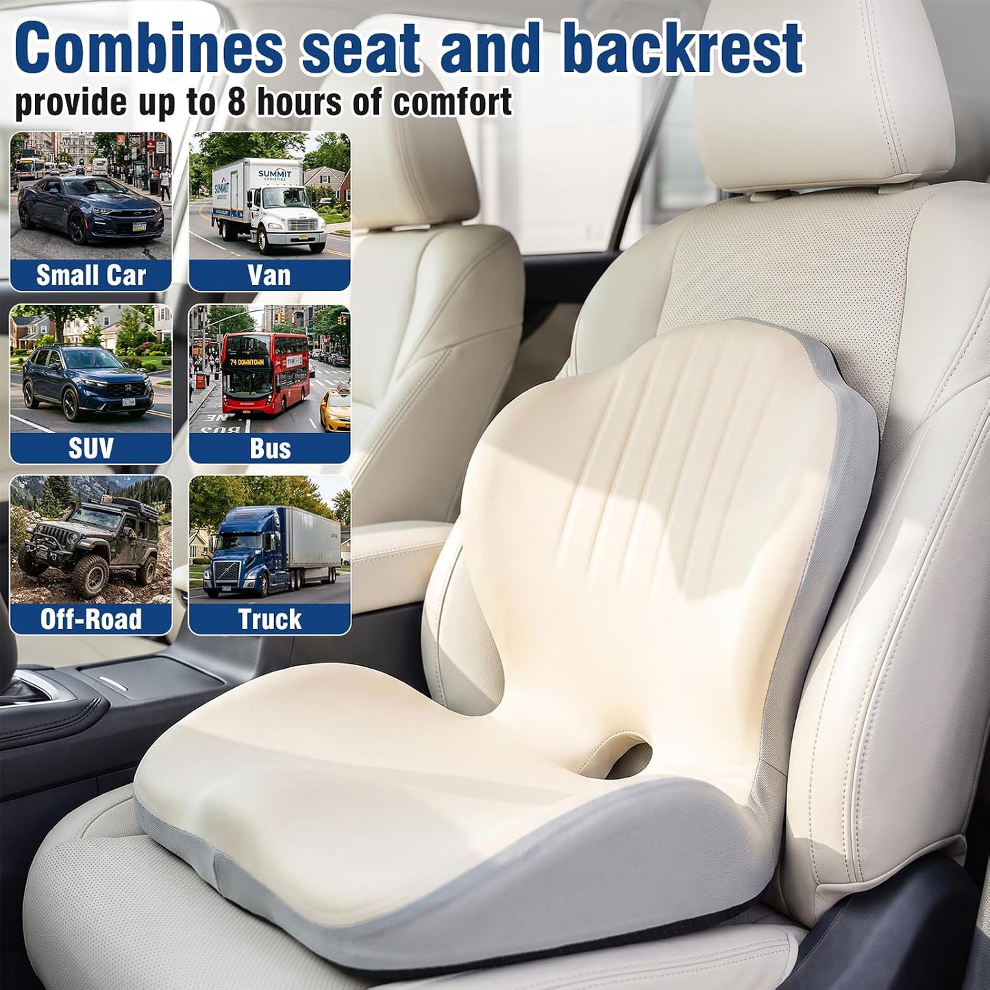 Car Seat Cushion Office Chair Cushion with Lumbar Support Pillow | Ergonomic Seat Cushion for Relieve Sciatica & Tailbone Pain, Ideal for Car Driving Truck Office Chairs Wheelchairs Home Use