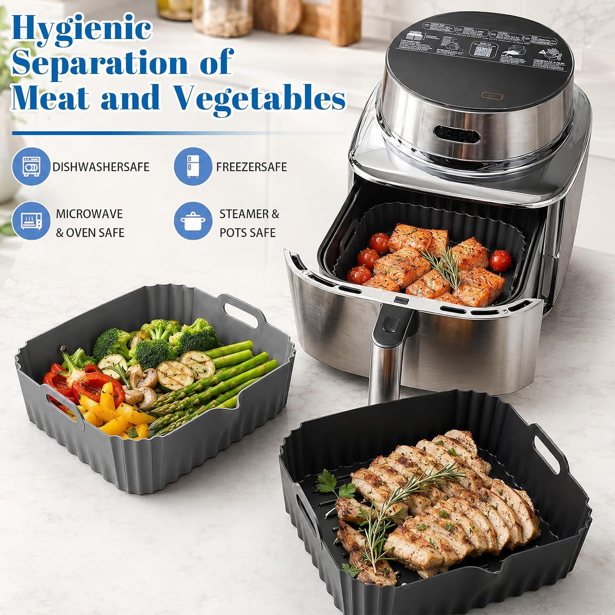 Silicone Air Fryer Liners for COSORI Iconic Stainless Steel 6.5 Qt 2 Pack