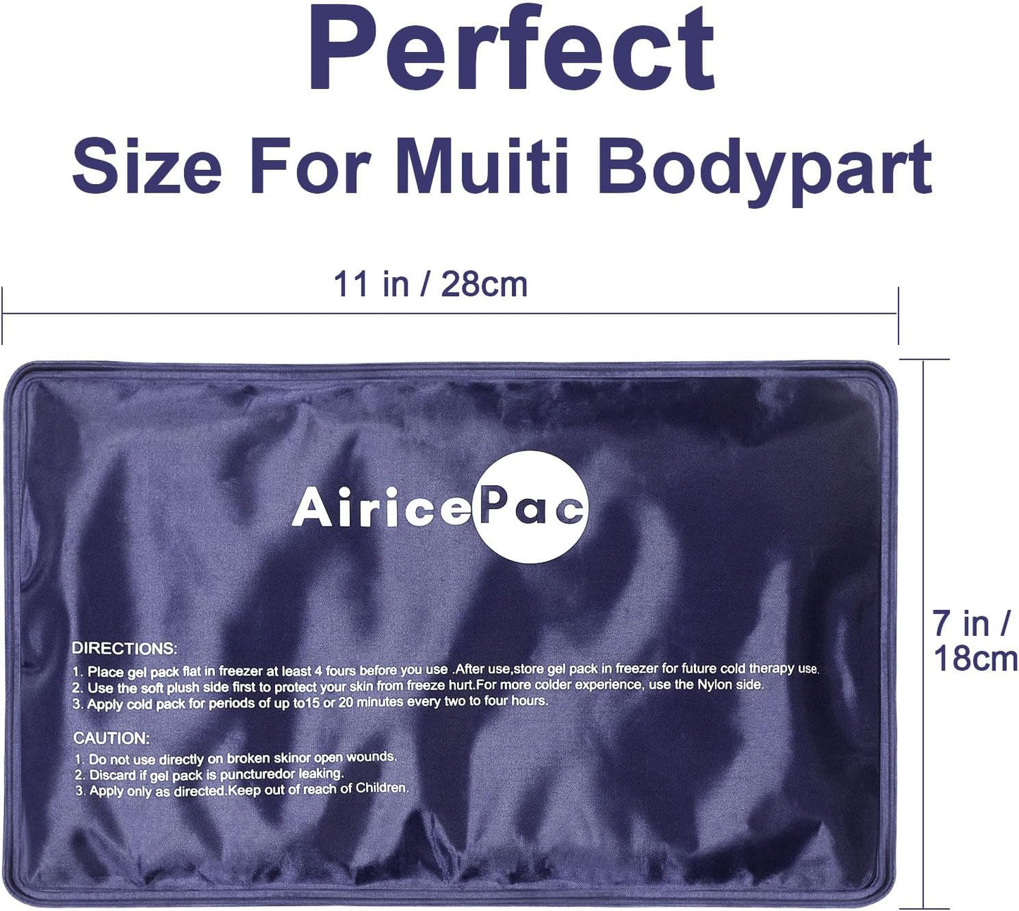 AiricePac Extra Large Gel Flexible Back Ice Packs for Injuries Reusable, 11”x 20” Cold Pack Wrap for Knee Leg Neck Shoulder Hip Back Pain Relief, Cold Compress Therapy for Swelling, Bruises, Surgery