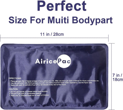 AiricePac Extra Large Gel Flexible Back Ice Packs for Injuries Reusable, 11”x 20” Cold Pack Wrap for Knee Leg Neck Shoulder Hip Back Pain Relief, Cold Compress Therapy for Swelling, Bruises, Surgery