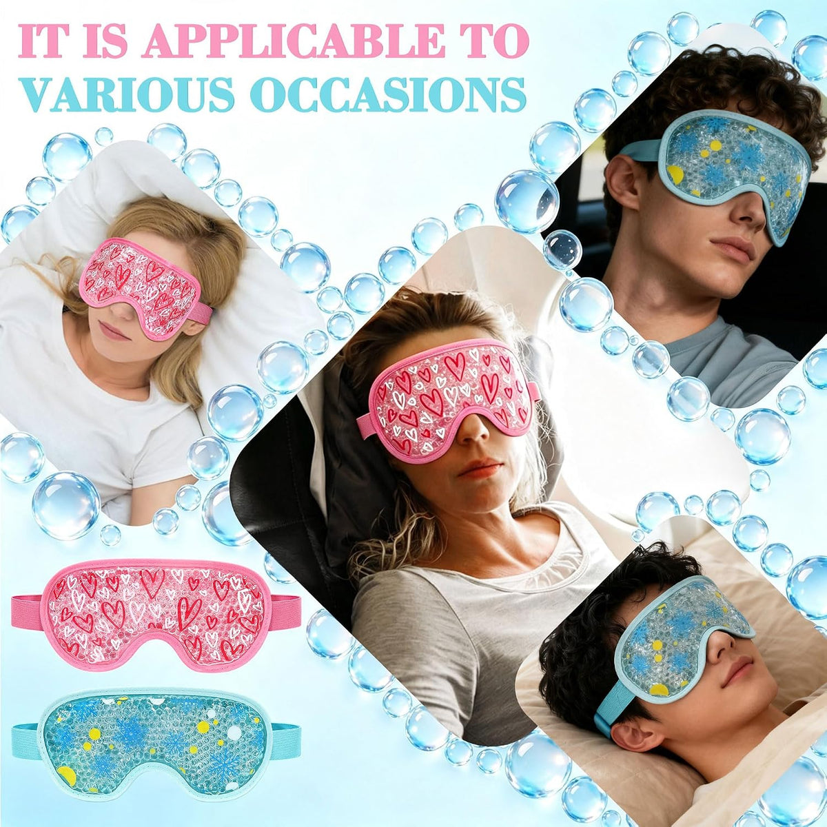 2 Pack Cooling Eye Mask, Reusable Gel Eye Masks Cold & Warm Compress