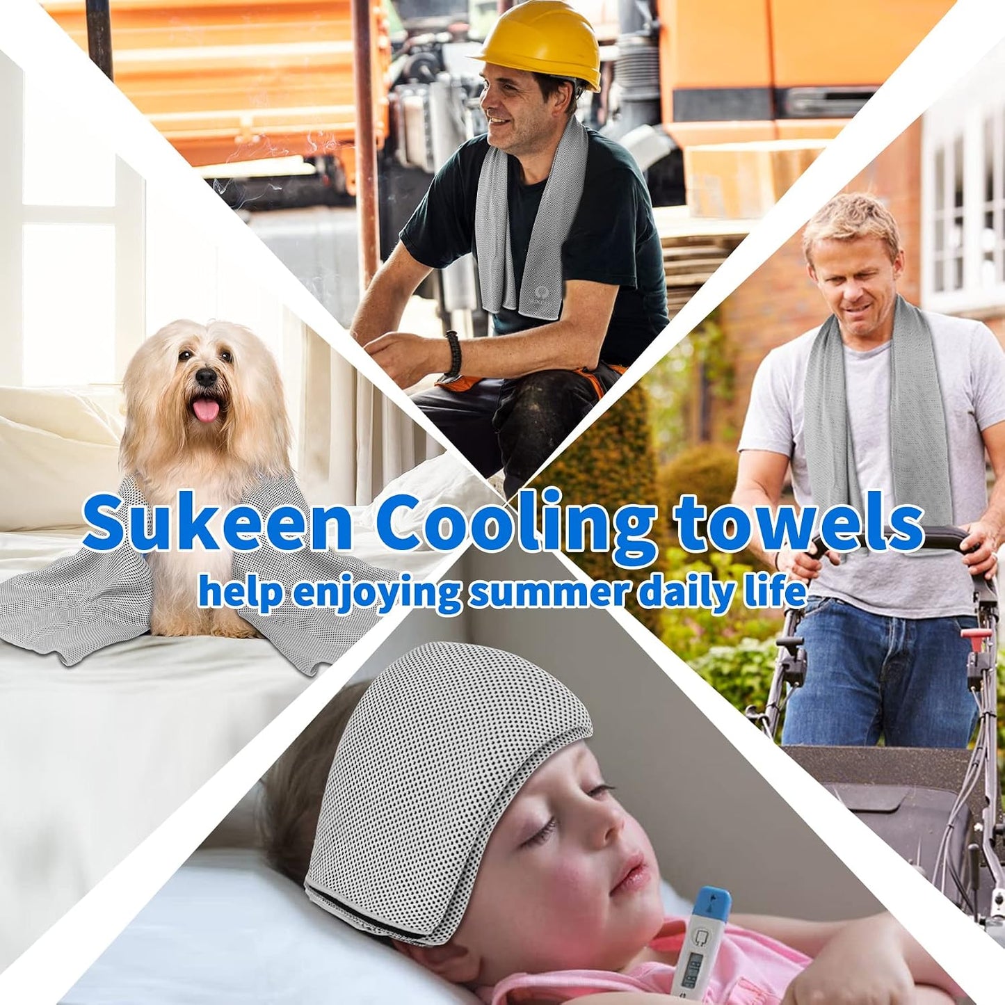 Sukeen 4 Pack Cooling Towels (40"x12") for Neck and Face Instant Cooling | Stay Cool in Hot Weather,Versatility,Soft,Breathable,Durability for Sports,Outdoor activities,Summer works in heat