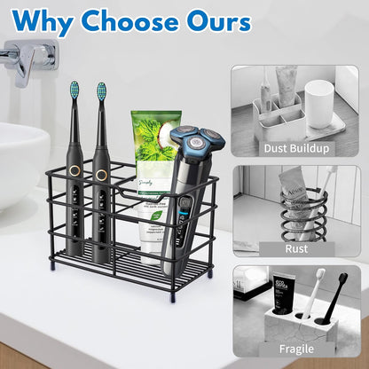 Electric Toothbrush Holders for Bathrooms 304 Stainless Steel Quick Drying | Upgrade Heavy Duty Sturdy Durable Toothpaste Holder Bathroom Organizer Storage Decor Accessories Tooth Brush Holder Caddy