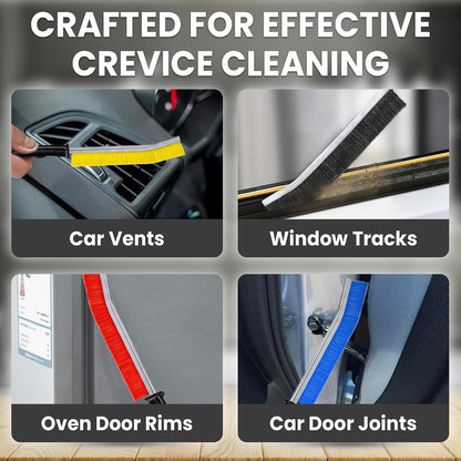 Crevice Cleaning Brush Set – 3Pcs Hard Bristle Cleaning Tools for Grout, Tile Floors, Gaps & Narrow Spaces – Small Grout Scrub Brush for Cleaning Bathroom, Shower, Window Tracks, Kitchen | Grout Scrub Brush for Tile Floors, Bathroom, Shower, Window