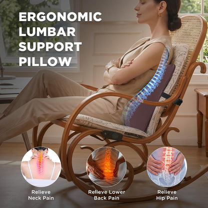 Dual-Layer Memory Foam Lumbar Support Pillow for Recliner, Grey