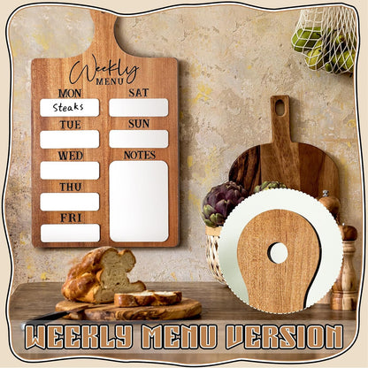 Honeydak Menu Chalkboard for Kitchen Weekly Meal Planner Wood, 6 Pens | Dry Erase Menu Board with 7 Day Layout, 6 Markers Included, Farmhouse Wood Design for Family Kitchen Food Organization
