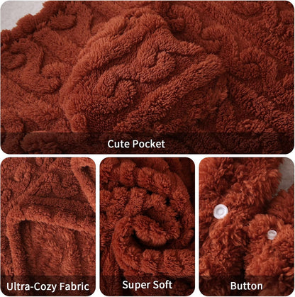Wearable Blanket Sherpa Fleece Shawl Blanket with Pockets Blanket Poncho Cape for Adults, Cozy Shawl TV Throw Blankets