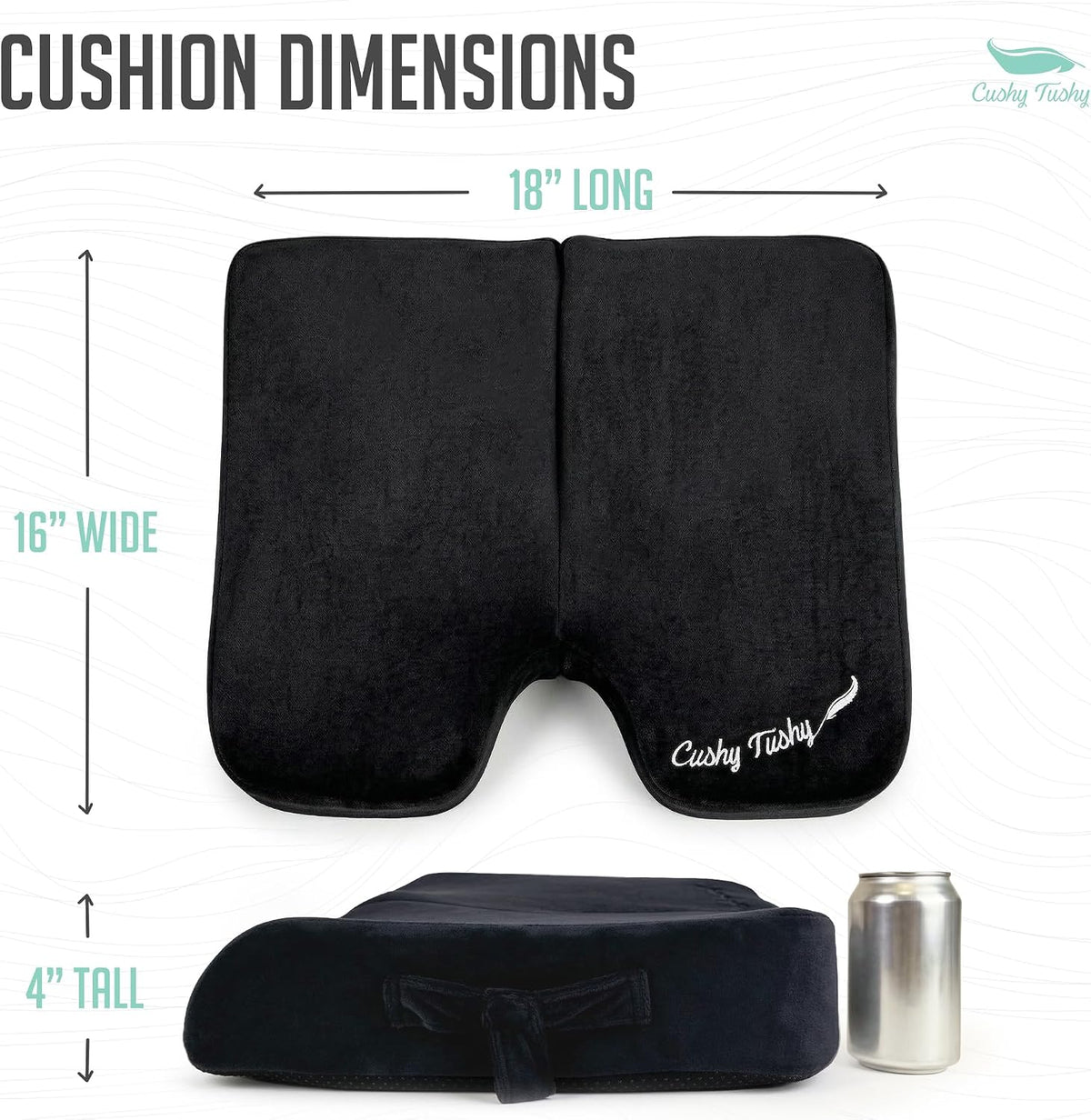 Cushy Tushy Premium Foldable Travel Seat Cushion - for Relief of Lower Back, Sciatic, Butt and Tailbone Pain - for Home & Office Use, Perfect for Travel or Driving - Coccyx Seat Cushion