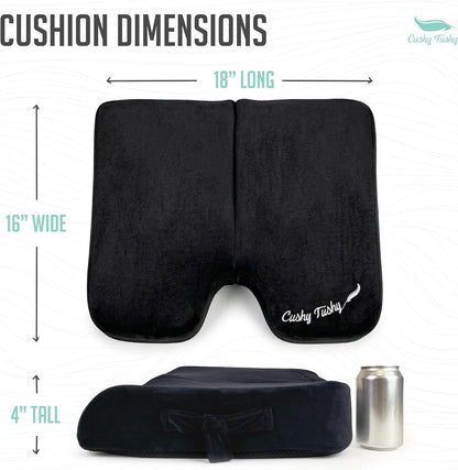 Cushy Tushy Premium Foldable Travel Seat Cushion - for Relief of Lower Back, Sciatic, Butt and Tailbone Pain - for Home & Office Use, Perfect for Travel or Driving - Coccyx Seat Cushion